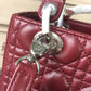 DI Medium Lady Bag Silver Hardware Burgundy For Women 9.5in/24cm CD