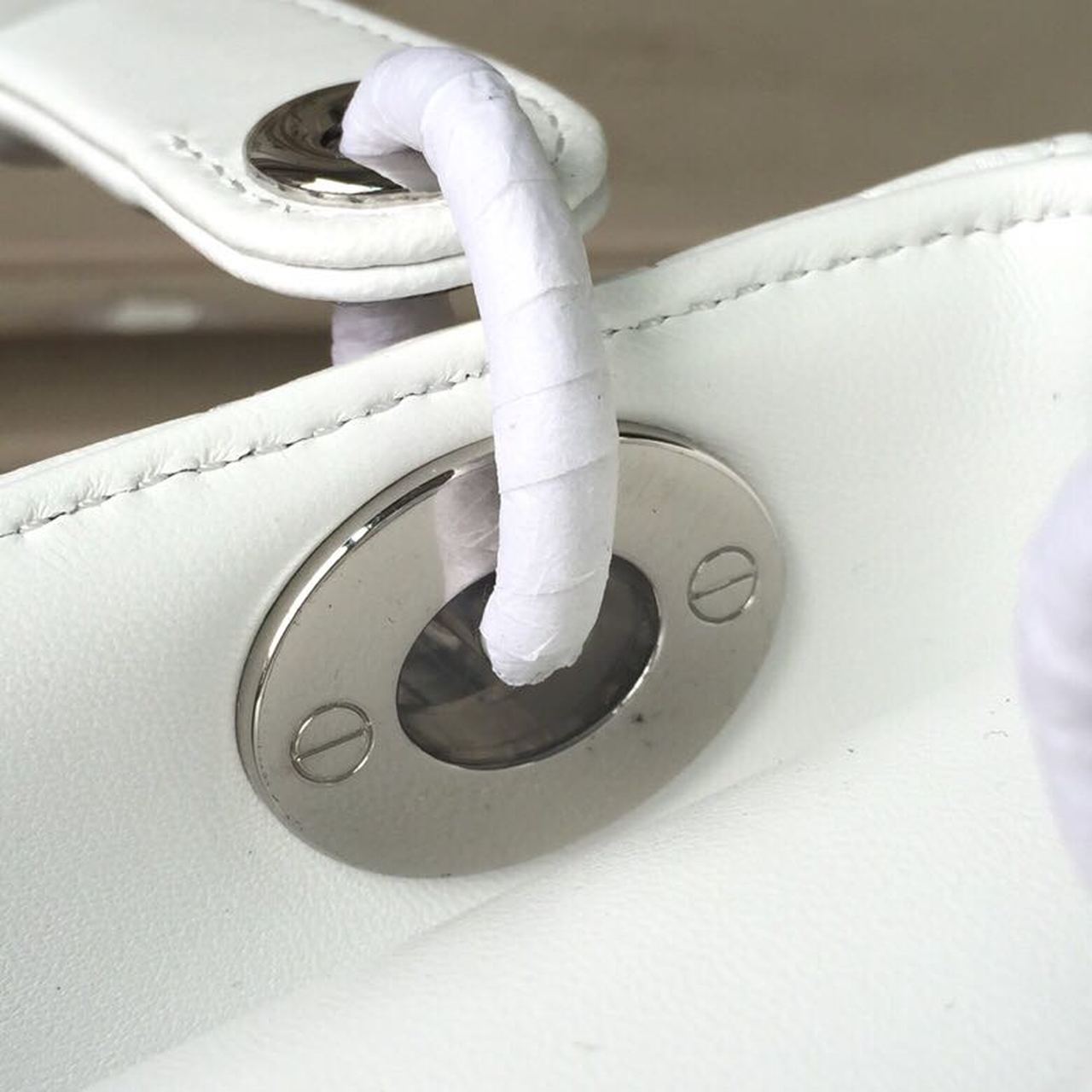 DI Small Lady Bag White Silver Hardware For Women 20cm/8in CD M0538BCAL_M030