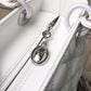 DI Medium Lady Bag White Silver Hardware For Women 24cm/9in CD M0565BNGE_M030