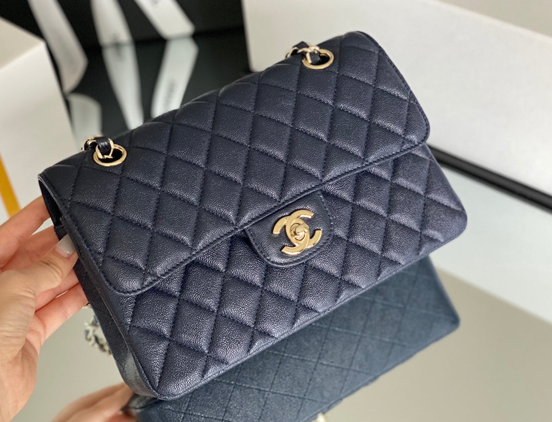 Chanel Classic Handbag 26cm Dark Blue For Women A01112