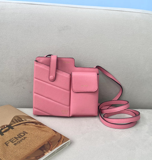 FI Bustine 2 Pockets Mini Pink Bag For Woman 16cm/6in