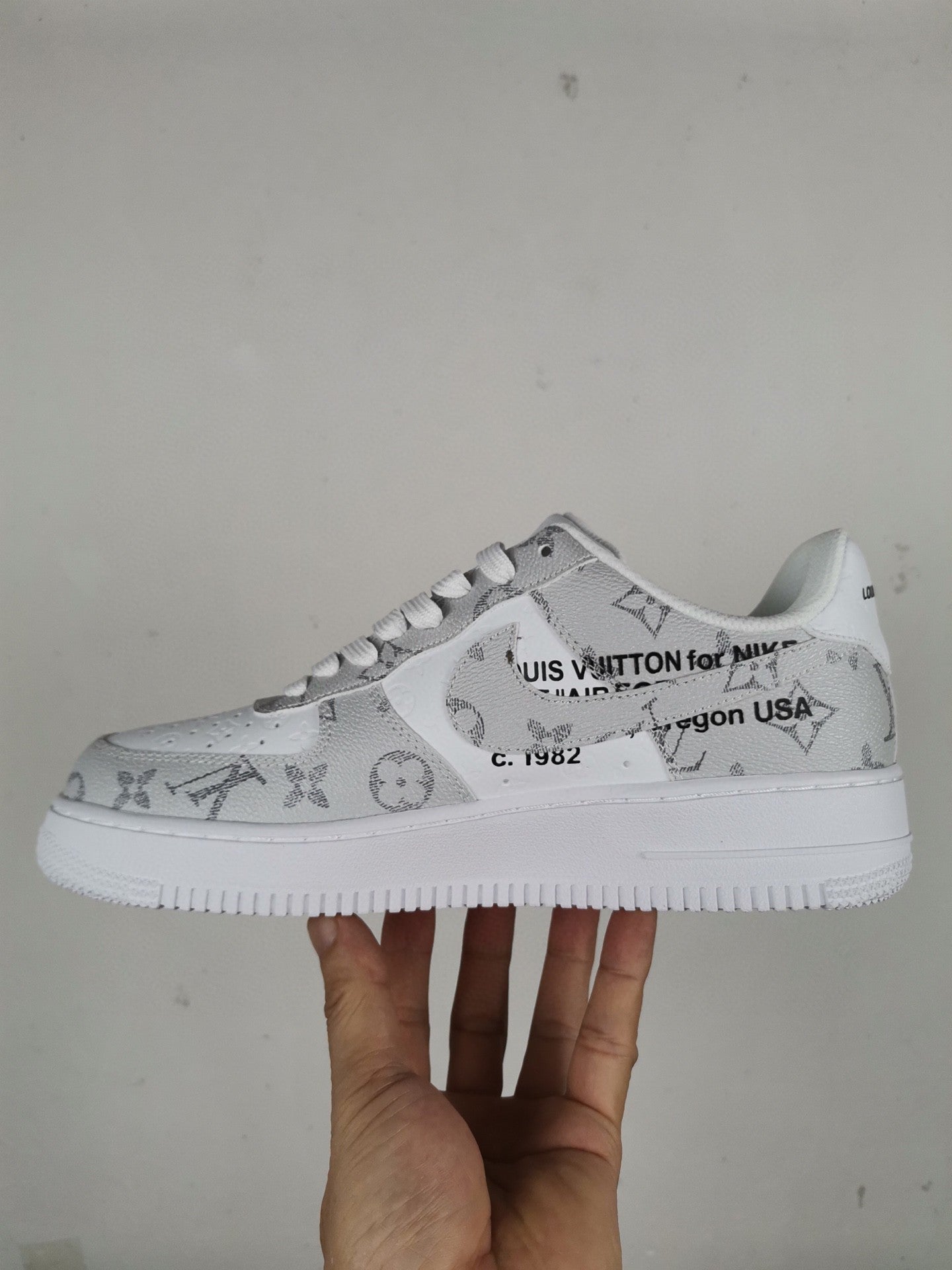  Nike Air Force 1 Low x Louis Vuitton Virgil Abloh &#8216;White Grey&#8217; For Men 