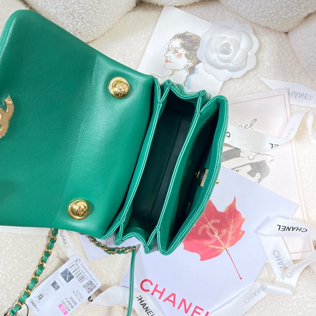 ChanelMini Flap Bag Gold Hardware Green For Women, Women&#8217;s Handbags, Shoulder Bags 6.7in/17cm AS3365