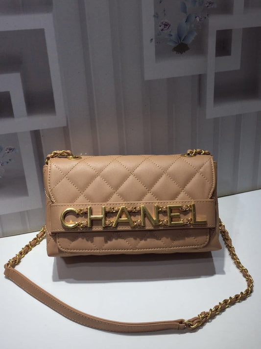 ChanelFront Logo Small Flap Bag Gold Hardware Apricot For Women, Women&#8217;s Handbags, Shoulder Bags 8.2in/21cm AS1490