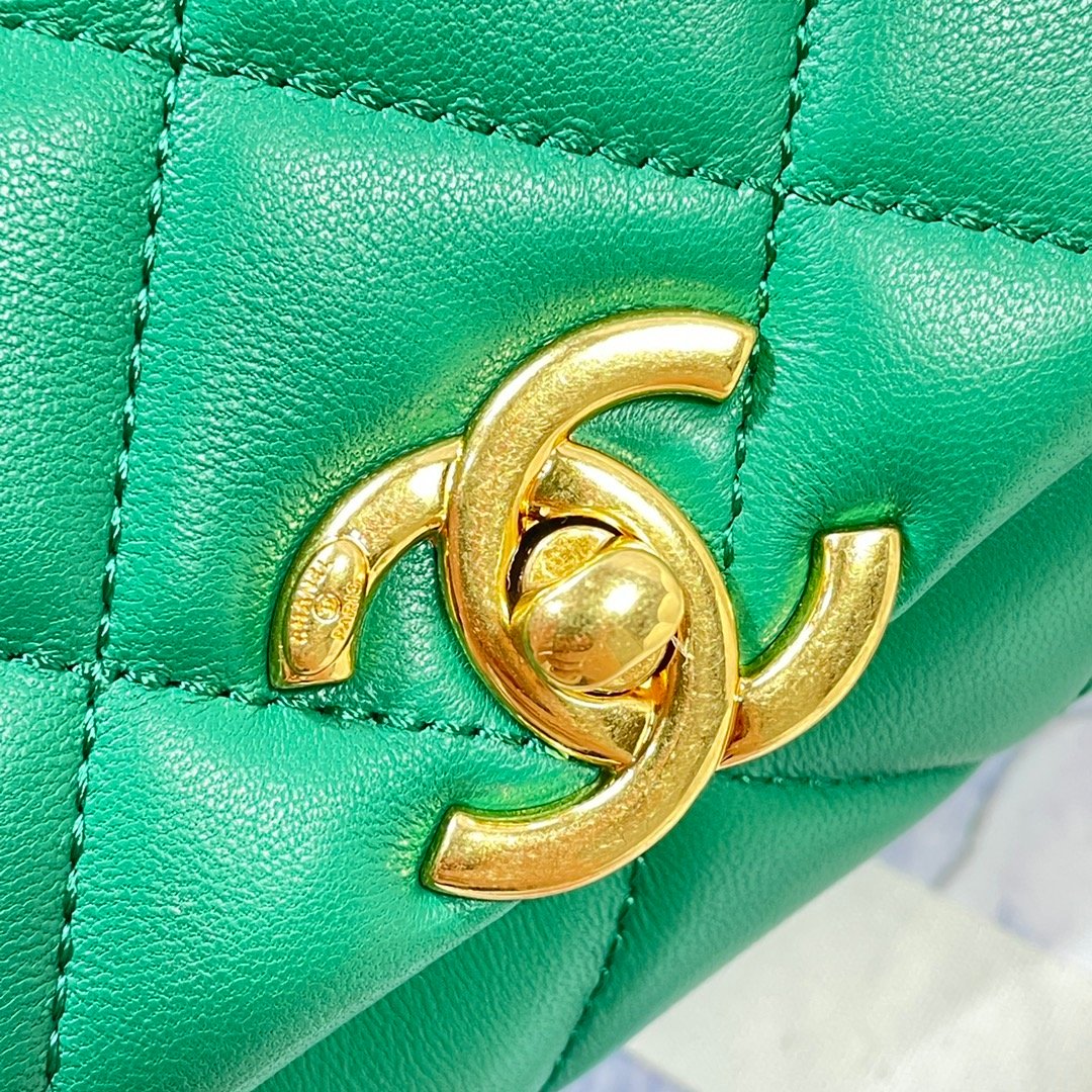 ChanelMini Flap Bag Gold Hardware Green For Women, Women&#8217;s Handbags, Shoulder Bags 6.7in/17cm AS3365