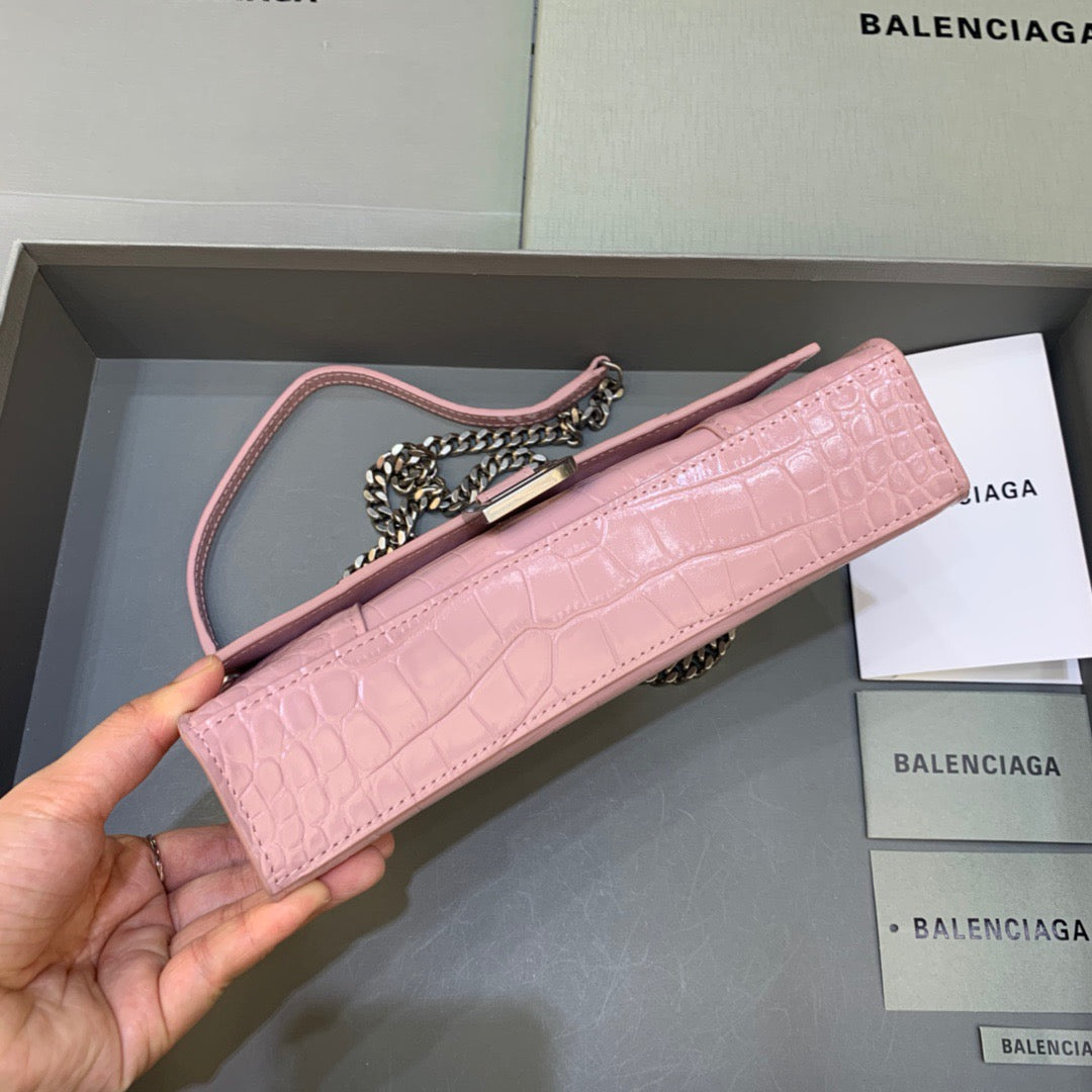 Balen Hourglass Wallet On Chain in Light Pink, For Women,  Bags 9in/23cm