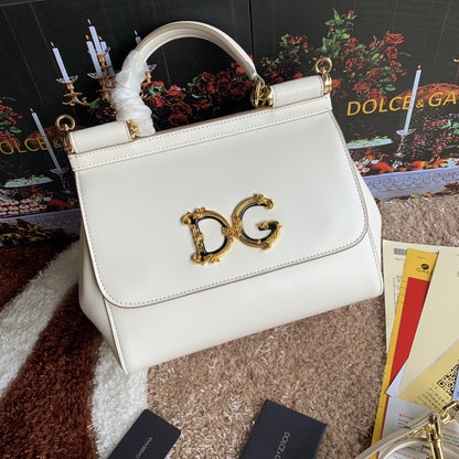 DG Medium DG Handbag In Dauphine White For Women 10.2in/26cm DG