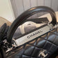 Chanel Classic Flap Bag Silver Hardware Black 9.8in/25cm