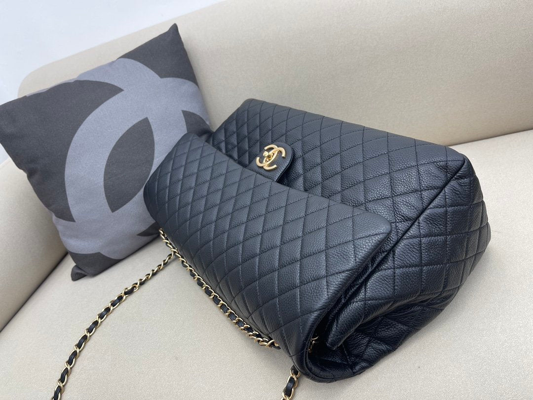 Chanel CoCo LuGucciage Gold Toned Hardware 46cm Black For Women