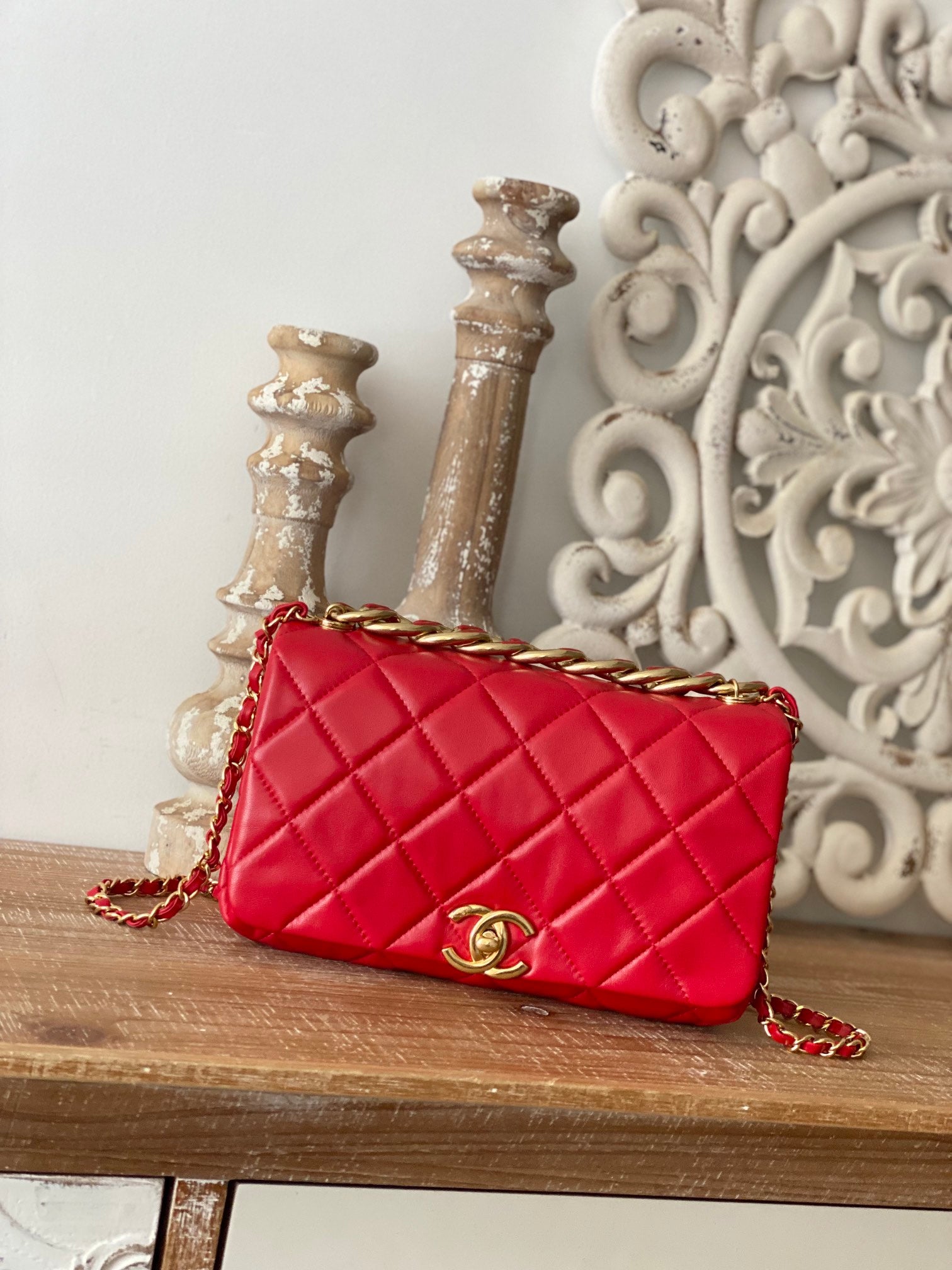 ChanelLarge Flap Red Bag For Women 23cm/9in