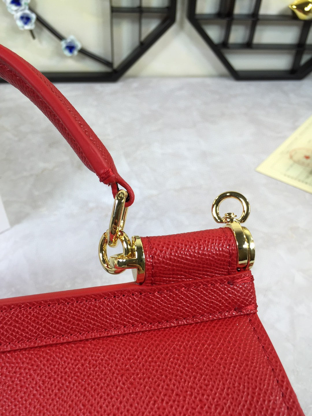 DG Medium Sicily Handbag In Dauphine Red For Women 10.2in/26cm DG BB4347A100180303