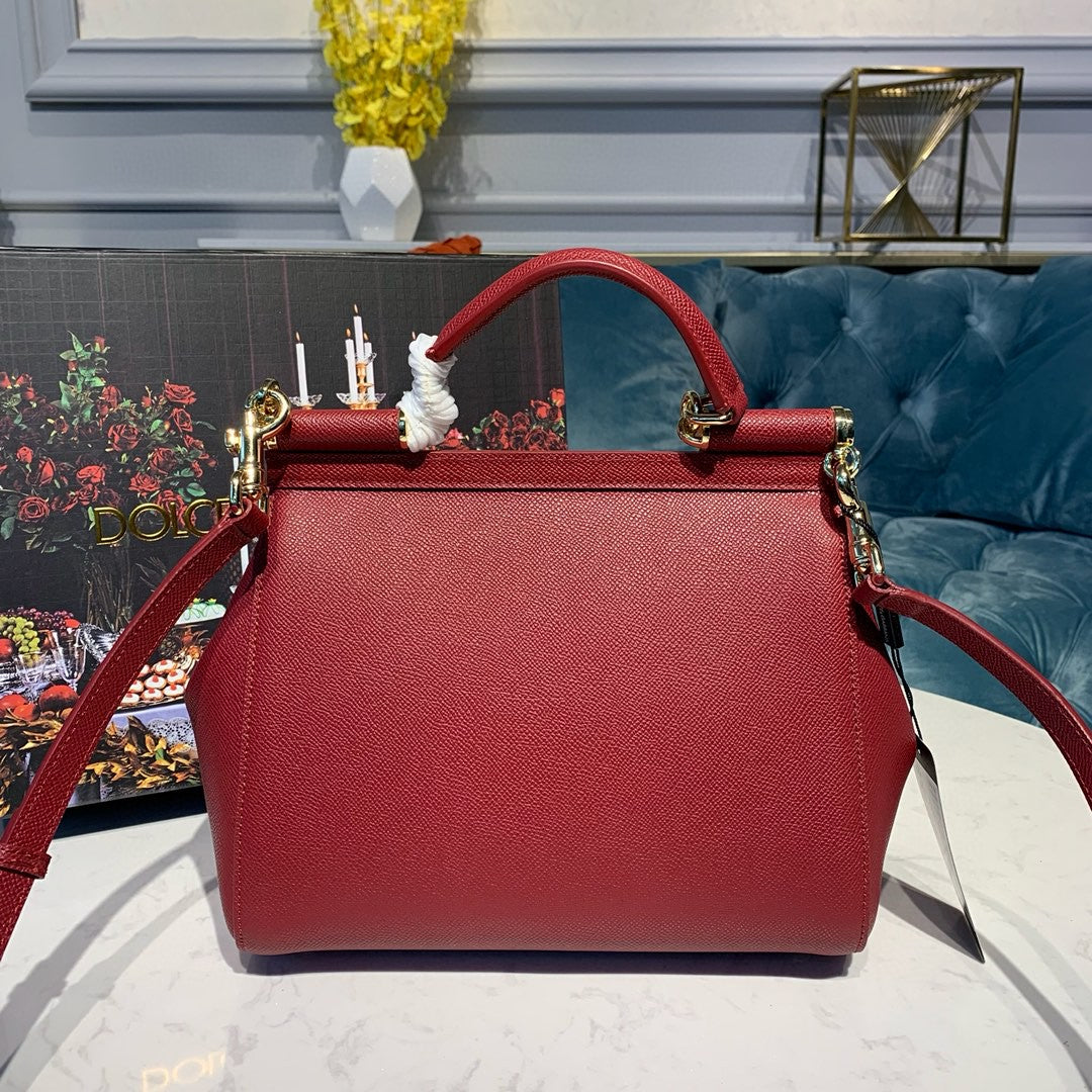 DG Small Sicily Bag In Dauphine Red For Women 7.5in/19cm DG