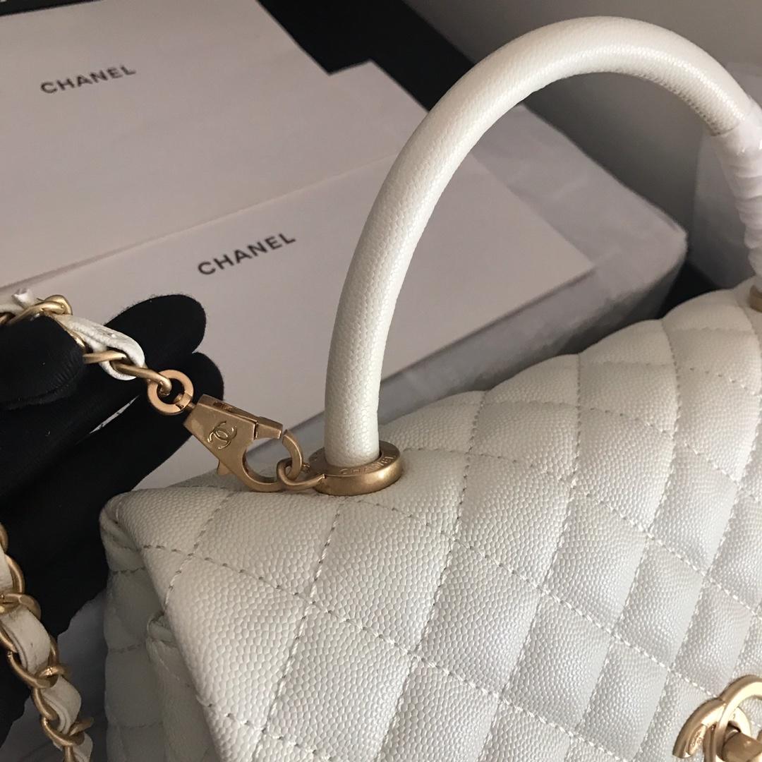 Chanel Coco With Top Handle Bag White For Women 11in/28cm