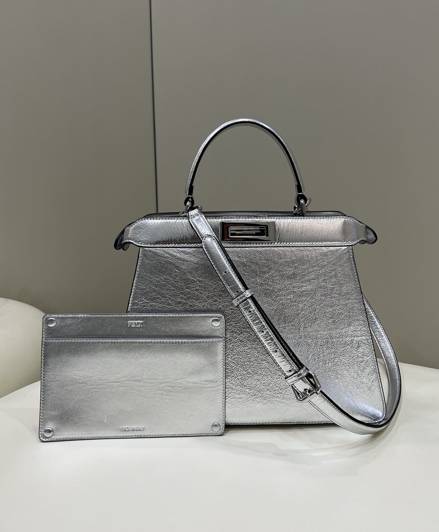 FI Peekaboo Medium Silver Bag For Woman 33cm/13in