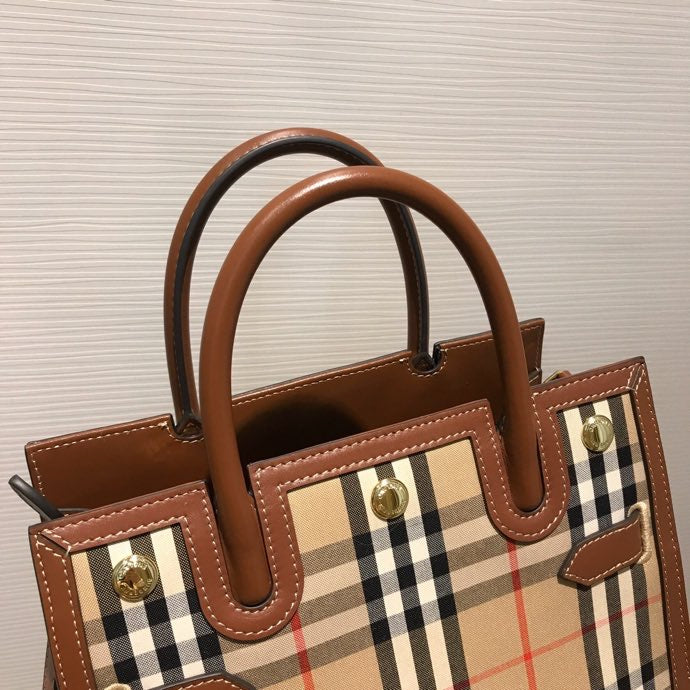 BB Mini Vintage Check Two-handle Title Bag Archive Beige For Women, Bags 10.2in/26cm 80252671