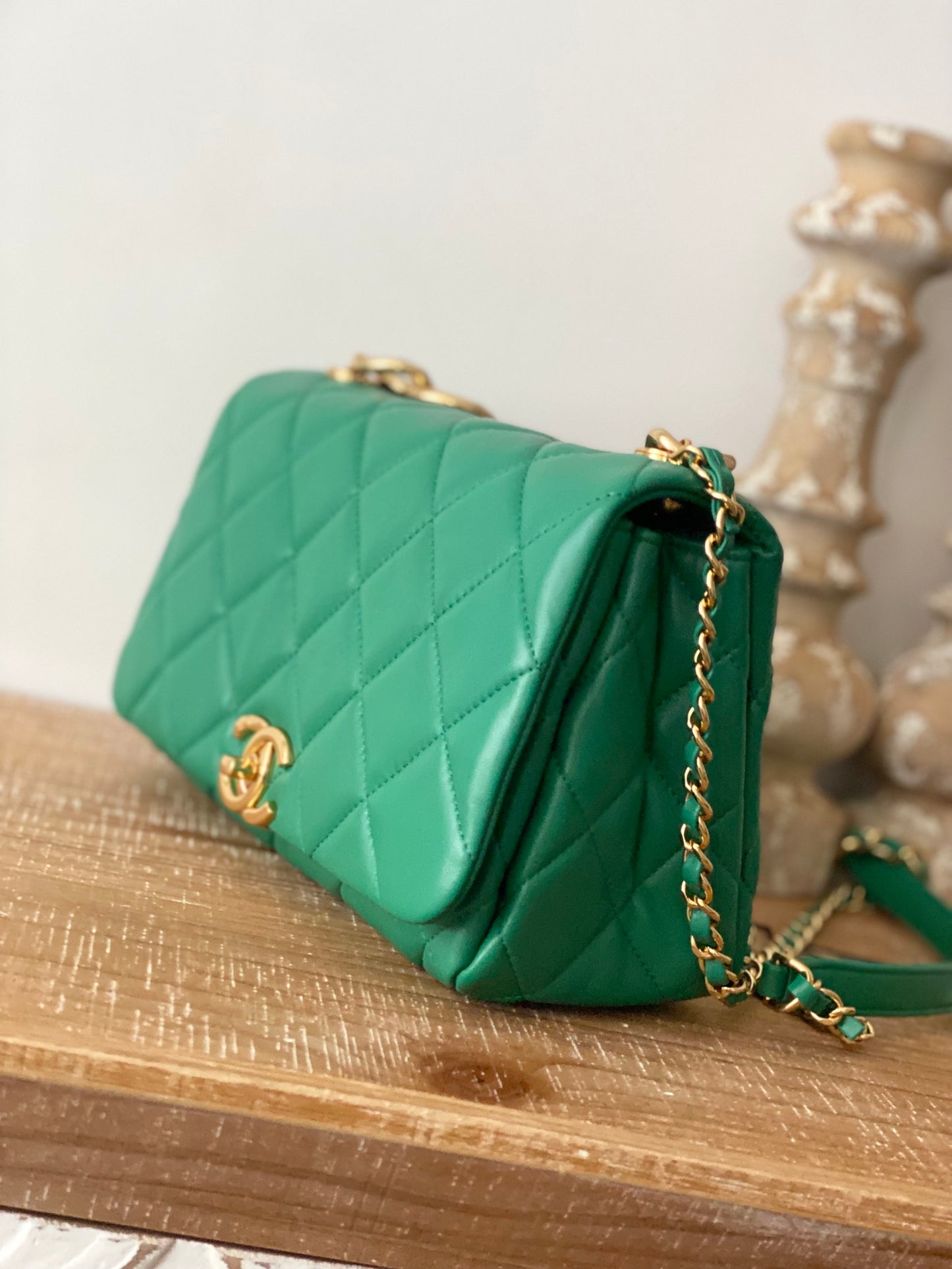 ChanelLarge Flap Green Bag For Women 23cm/9in