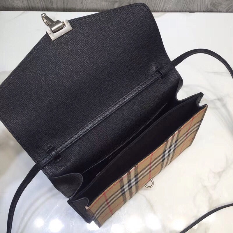 BB Small Vintage Check And Crossbody Bag Black For Women, Bags 9in/24cm