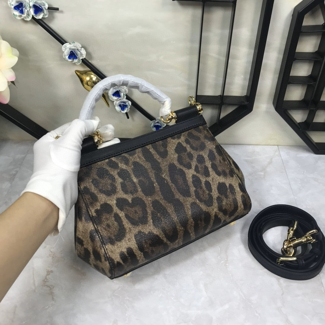 DG Leopard Print Small Sicily Top Handle Bag Muticolour For Women 7.8in/20cm DG