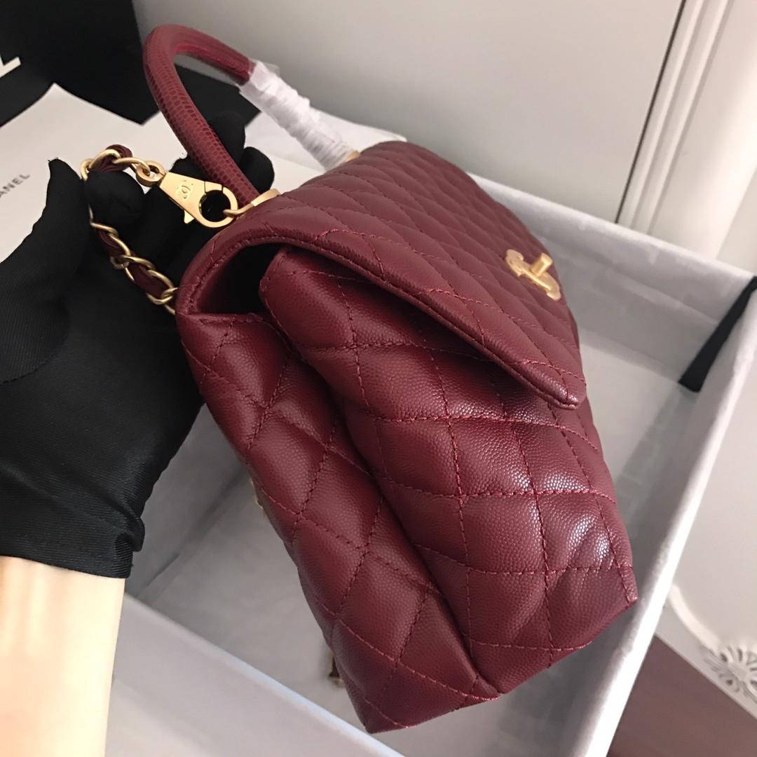 ChanelHandbag With Top Handle Dark Red For Women 11in/28cm