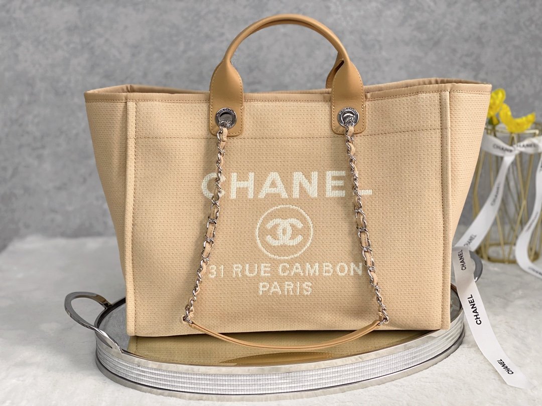 ChanelSmall Shopping Bag Silver Hardware Raffia For Women, Women&#8217;s Handbags, Shoulder Bags 15.2in/39cm AS3257