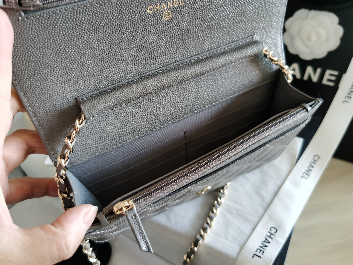 ChanelMini Flap Bag Grey For Women 7.2in/18.5cm