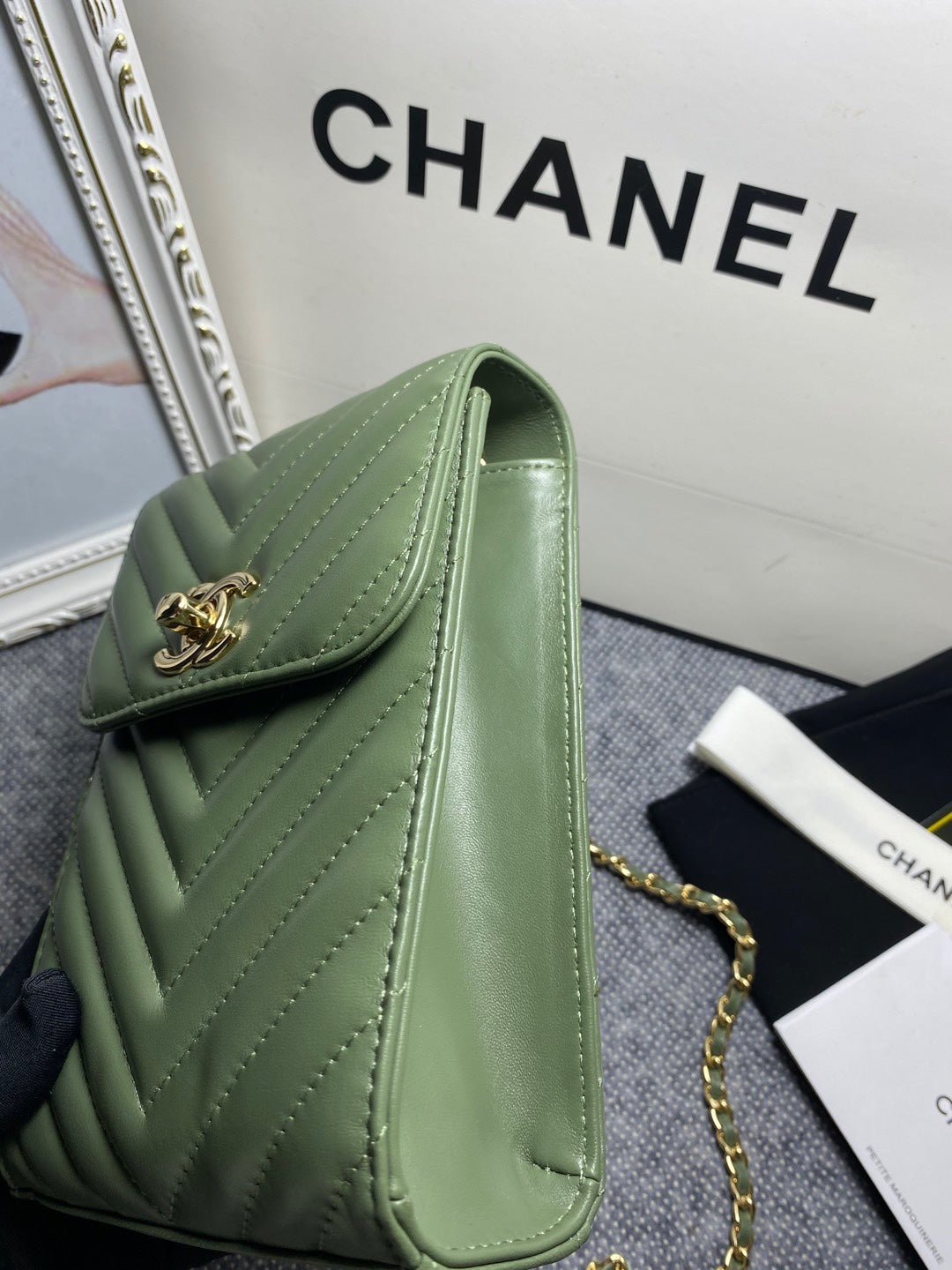 CHL Chevron Trendy CHL Phone Olive Bag For Women 18cm/7in