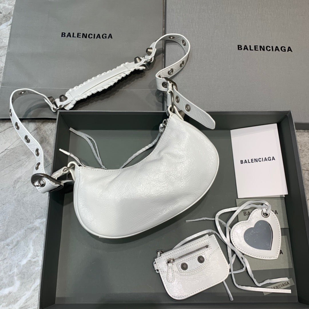 Balen Le Cagole XS Shoulder Bag In Light White, For Women,  Bags 10.2in/26cm 6713091VG9Y9104