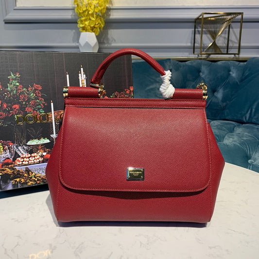 DG Small Sicily Bag In Dauphine Red For Women 7.5in/19cm DG