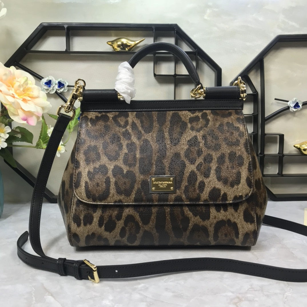 DG Leopard Print Medium Sicily Top Handle Bag Muticolour For Women 9.8in/25cm DG