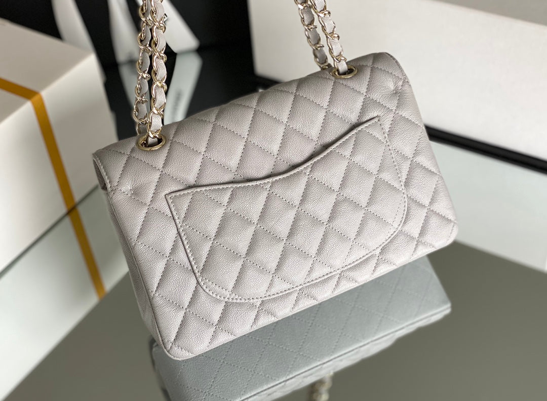 Chanel Classic Handbag 26cm Grey For Women A01112