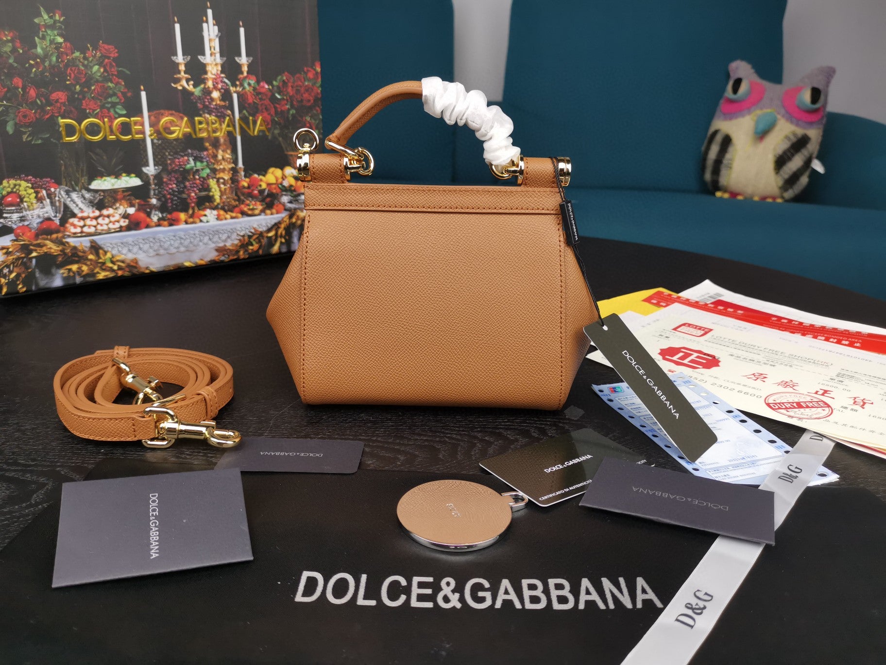 DG Small Sicily Bag In Dauphine Brown For Women 7.5in/19cm DG