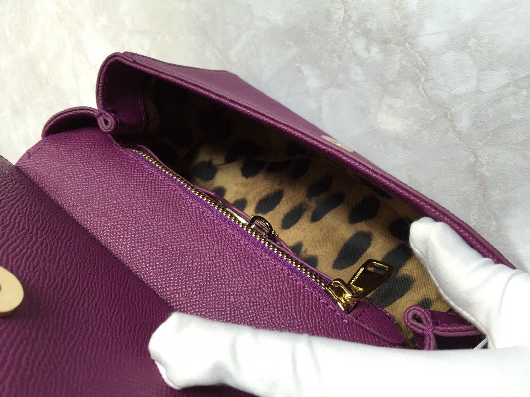 DG Medium Sicily Handbag In Dauphine Violet For Women 10.2in/26cm DG