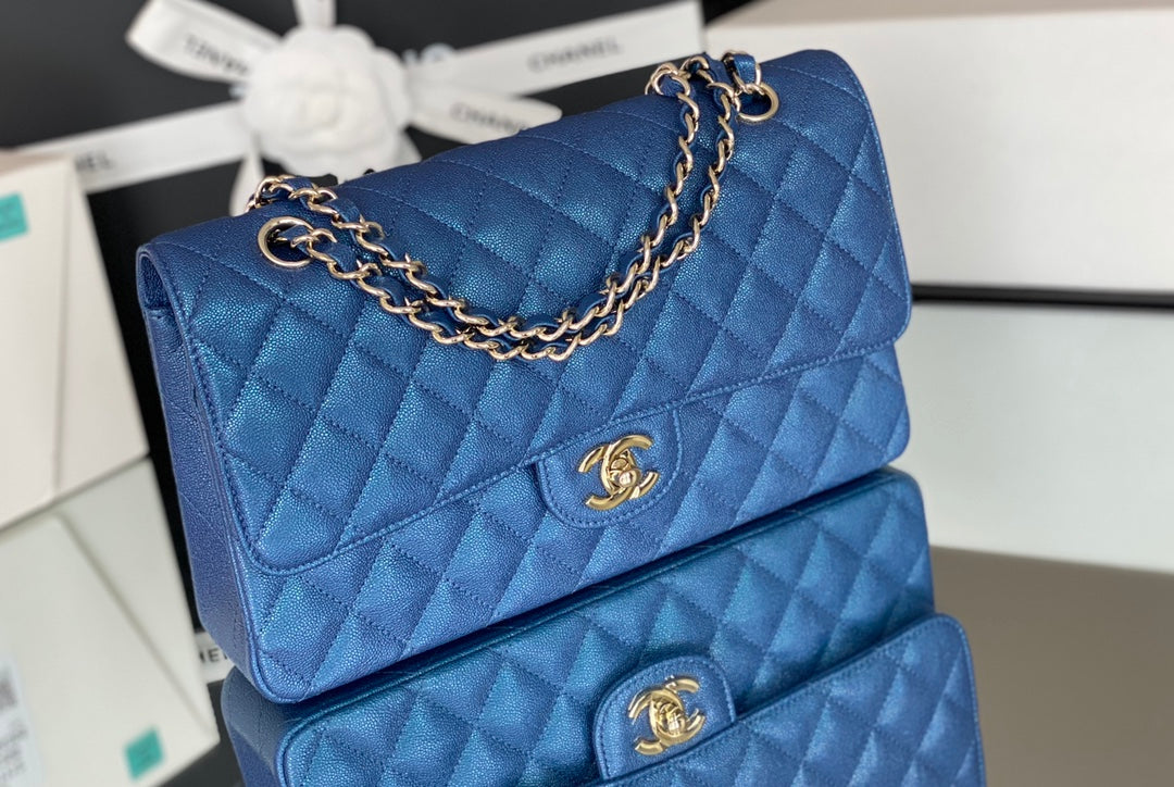 Chanel Classic Handbag 26cm Blue For Women A01112