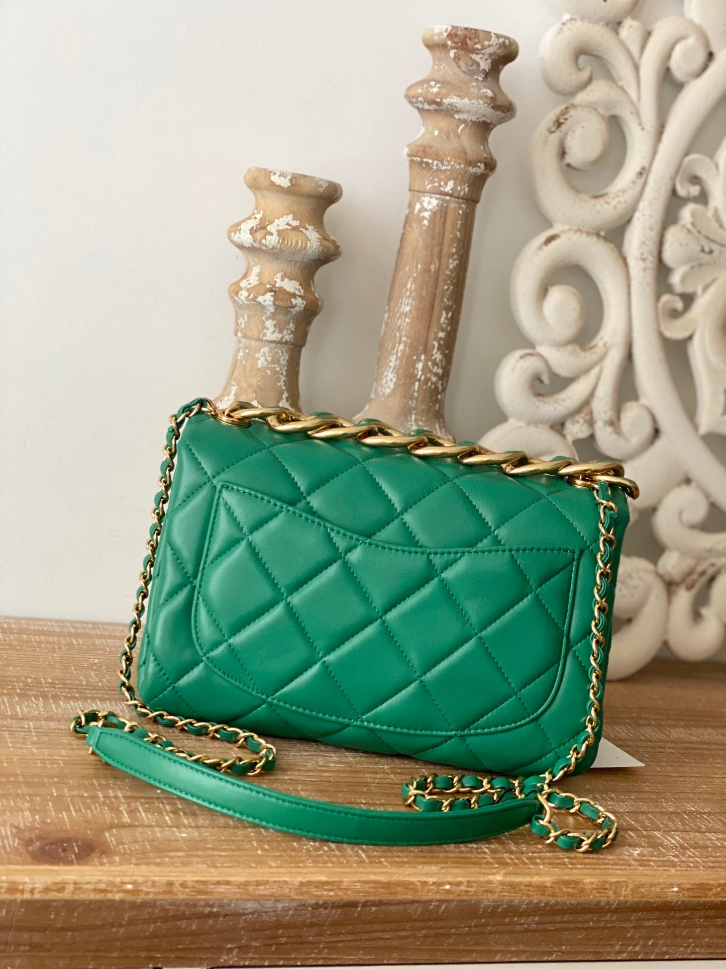 ChanelLarge Flap Green Bag For Women 23cm/9in