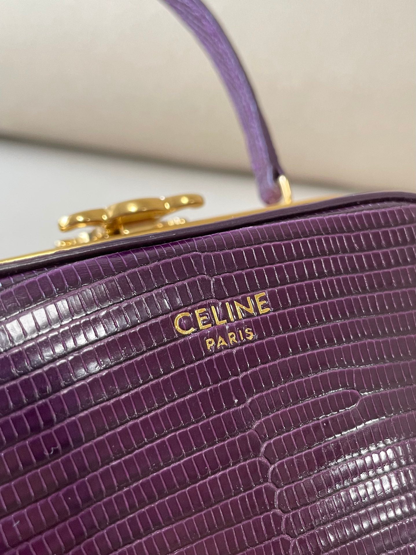 CE Triomphe Minaudiere In Lizard Violet For Women 4in/10cm