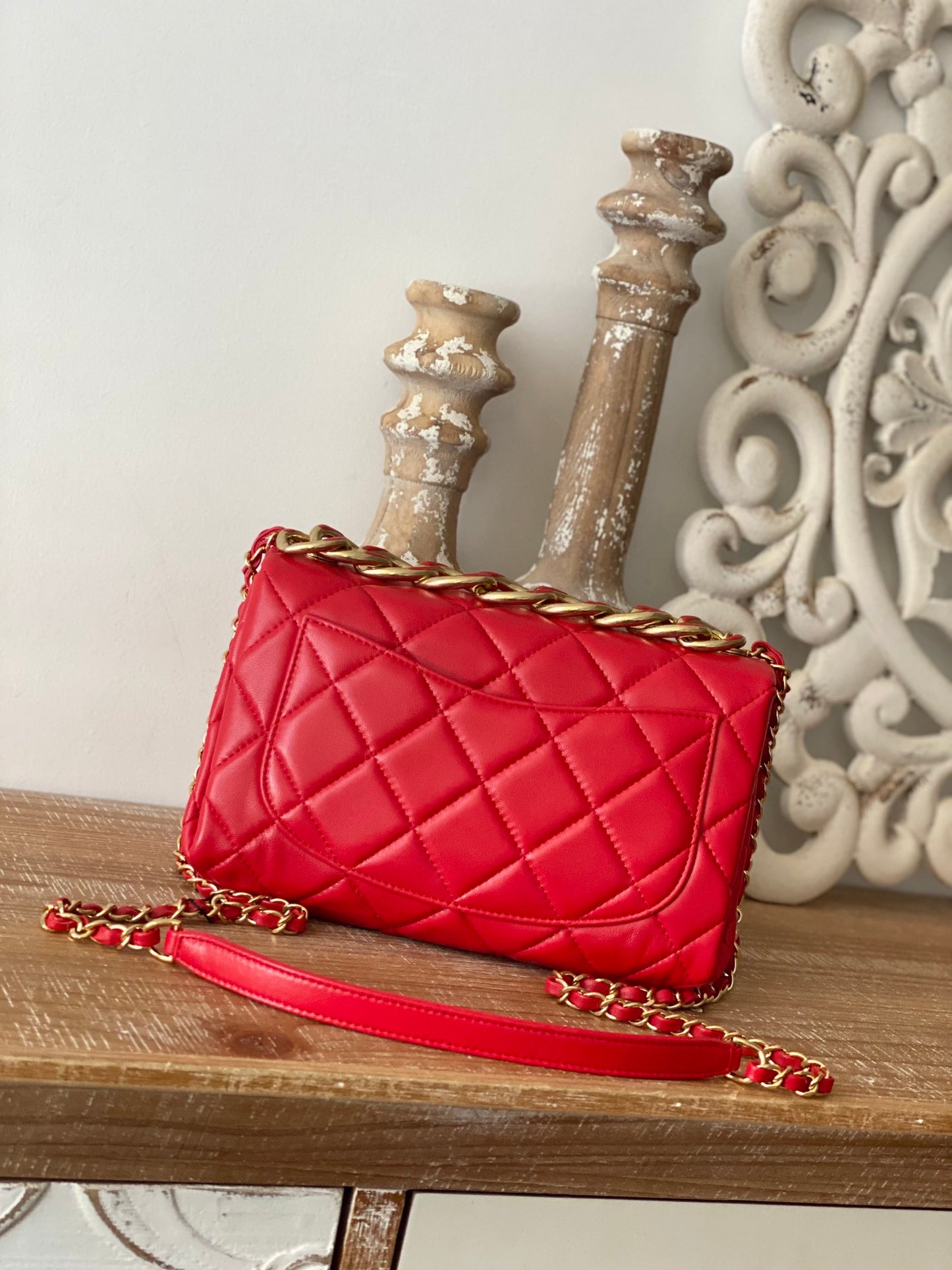 ChanelLarge Flap Red Bag For Women 23cm/9in