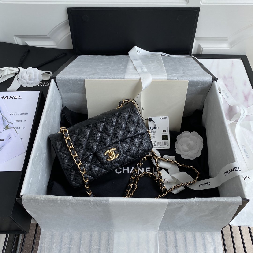 ChanelMini Classic Handbag Black For Women 6.7in/17cm