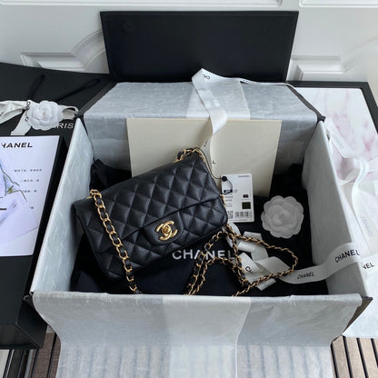 ChanelMini Classic Handbag Black For Women 6.7in/17cm