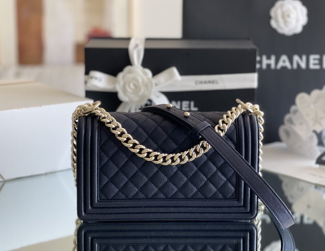 ChanelMedium Boy Handbag Dark Blue For Women 9.8in/25cm A67086