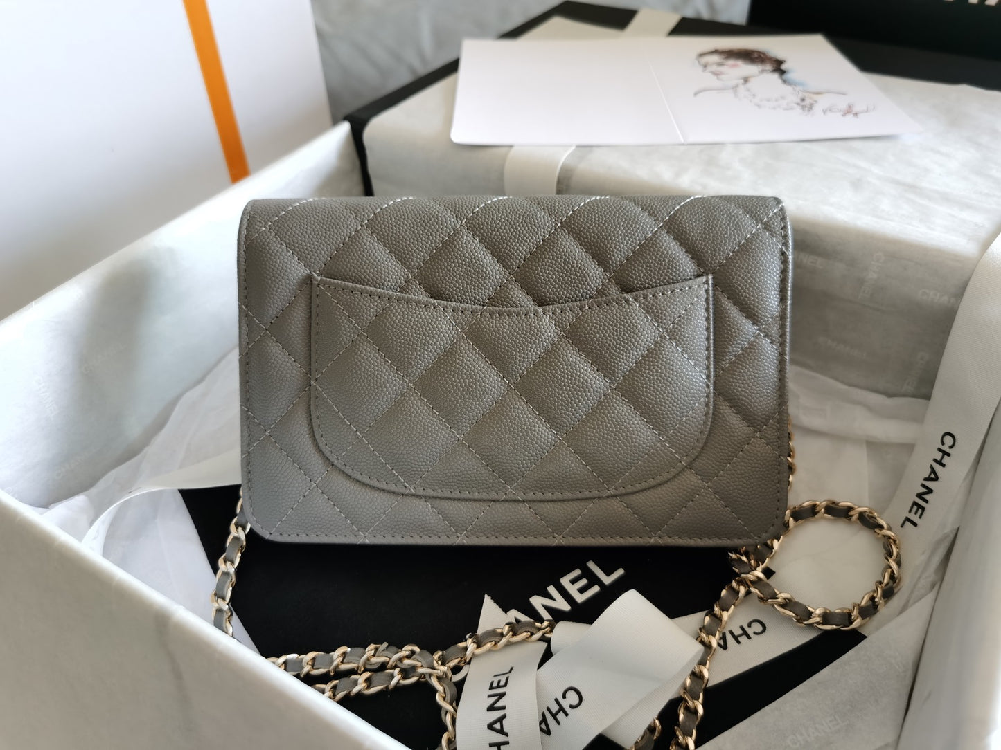 ChanelMini Flap Bag Grey For Women 7.2in/18.5cm