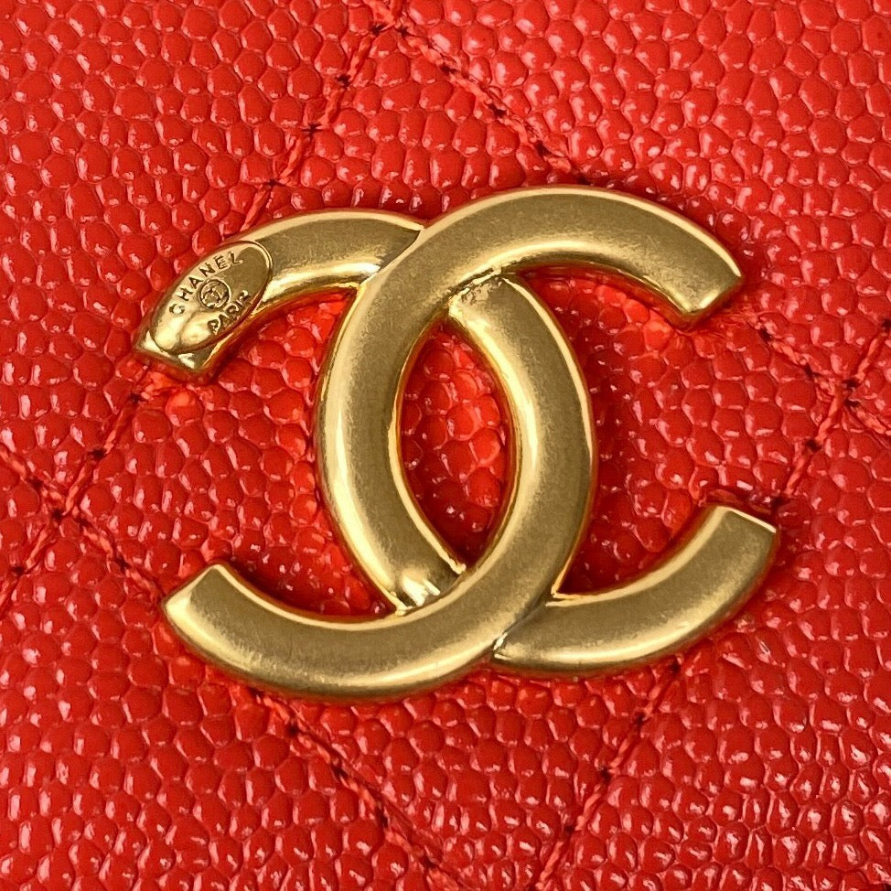 Chanel Clutch With Chain Gold Hardware Grained Shinny Red For Women, Women&#8217;s Handbags, Shoulder Bags 4.7in/12cm AP2857