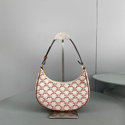 CE Ava Bag In Triomphe Canvas White/Red For Women 9in/23.5cm 