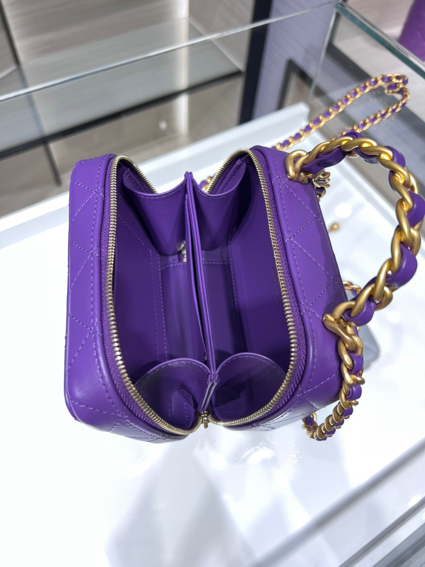 ChanelVanity With Chain Purple Bag For Women 9cm/3.5in