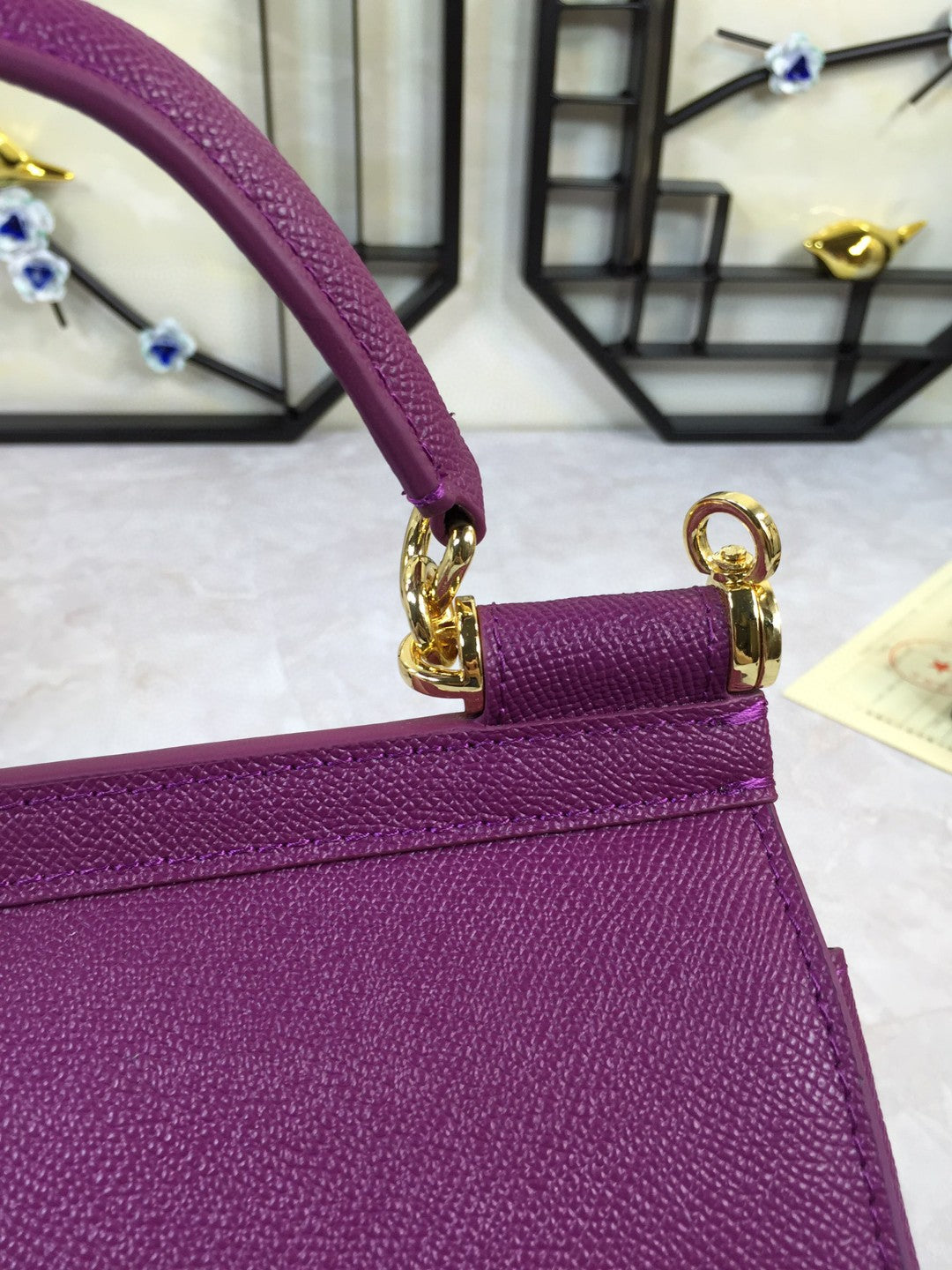 DG Medium Sicily Handbag In Dauphine Violet For Women 10.2in/26cm DG