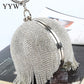 Sliver Diamonds Rhinestone Round Ball Evening Bags 2022