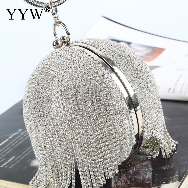 Sliver Diamonds Rhinestone Round Ball Evening Bags 2022