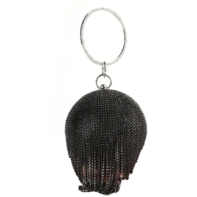 Sliver Diamonds Rhinestone Round Ball Evening Bags 2022