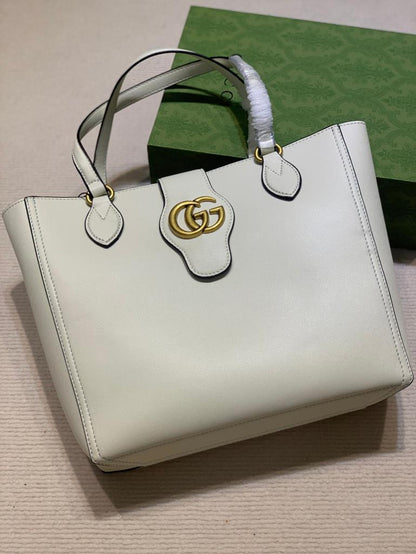 gg Medium Tote With Double G  White For Women 13.8in/35cm gg