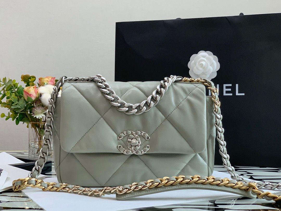 Chanel Classic Flap Bag Grey For Women 10.2in/26cm