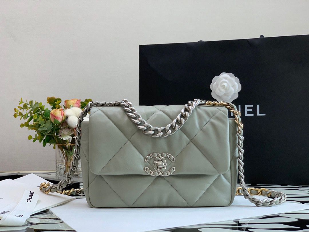 Chanel Classic Flap Bag Grey For Women 10.2in/26cm